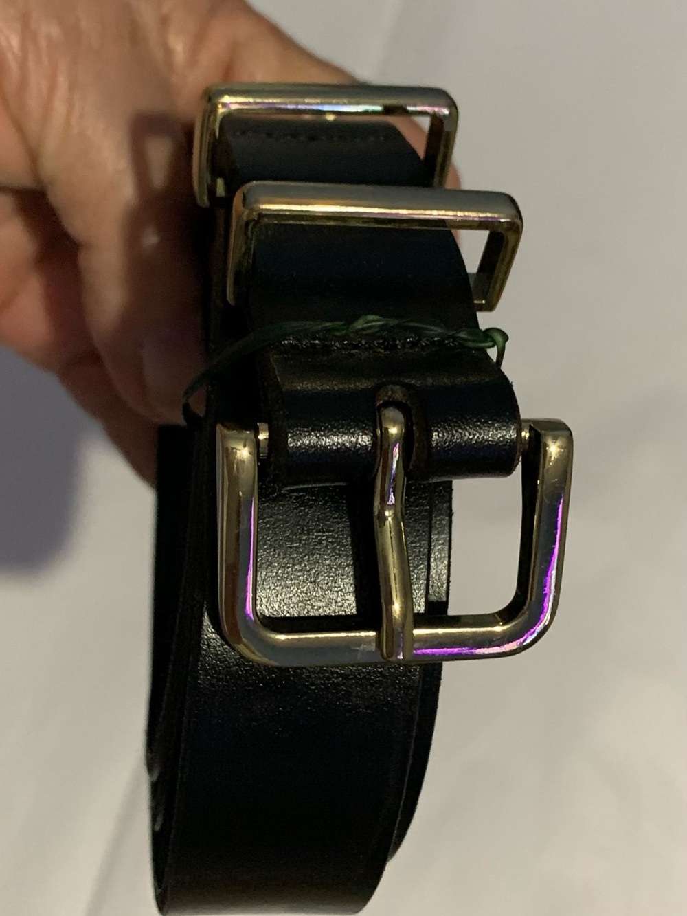 LOFT Black 100% Cow Hide Leather Belt With Gold-tone Buckle Medium